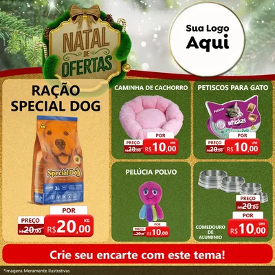Modelo de Rede Social para Feed Facebook com o tema Ofertas de Natal para Pet Shop