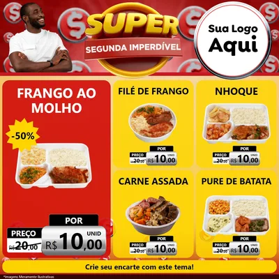 Modelo de Rede Social para Feed Facebook com o tema Super Segunda Imperdível para Restaurante