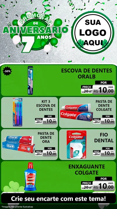 Modelo de TV para TV Vertical com o tema Promoção de Aniversário - 7 Anos para Higiene Pessoal