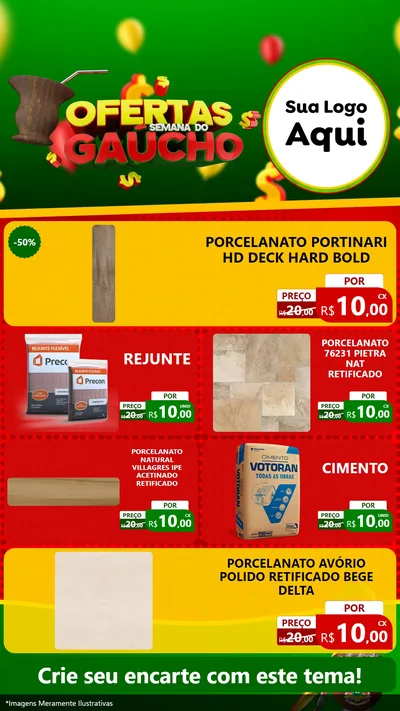 Modelo de TV para TV Vertical com o tema Ofertas Semana Do Gaúcho para Pisos e revestimentos
