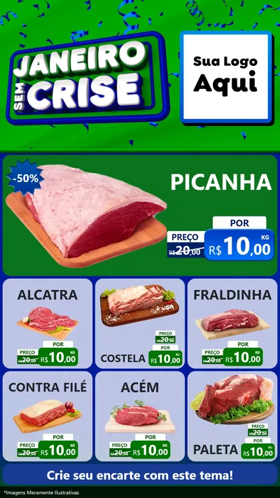 Modelo de Rede Social para Stories com o tema Janeiro Sem Crise para Açougue