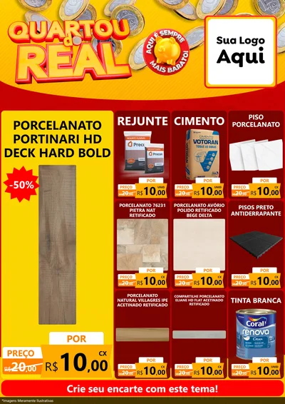 Modelo de Encarte para Encarte A4 Vertical com o tema Quartou do Real para Pisos e revestimentos