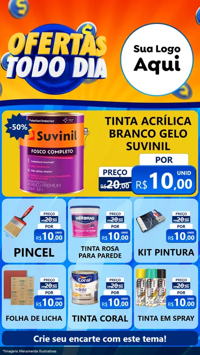 Modelo de Rede Social para Stories com o tema Ofertas Todo Dia para Tintas e Ferramentas