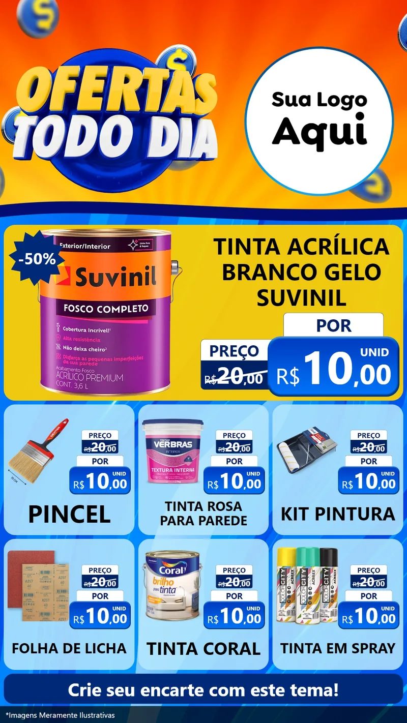Modelo de Rede Social para Stories com o tema Ofertas Todo Dia para Tintas e Ferramentas