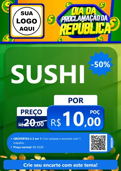 Modelo de Cartaz para Cartaz A4 Vertical com o tema Dia Da Proclamação da República para Comida japonesa
