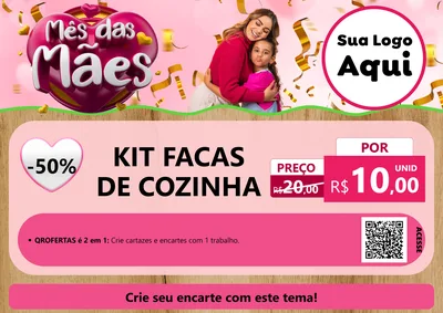 Modelo de Cartaz para Cartaz A4 Horizontal com o tema Mês das Mães para Utilidades Domésticas
