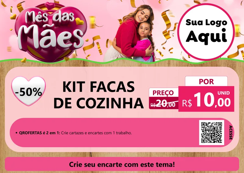 Modelo de Cartaz para Cartaz A4 Horizontal com o tema Mês das Mães para Utilidades Domésticas