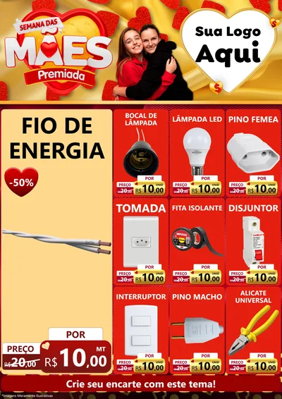 Modelo de Encarte para Encarte A4 Vertical com o tema Semana das Mães Premiada para Materiais Elétricos