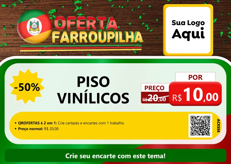 Modelo de Cartaz para Cartaz A4 Horizontal com o tema Oferta Farroupilha para Material para Construção