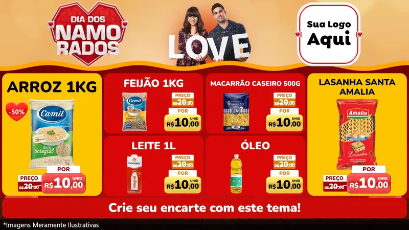 Modelo de TV para TV Horizontal com o tema Dia dos Namorados para Supermercado