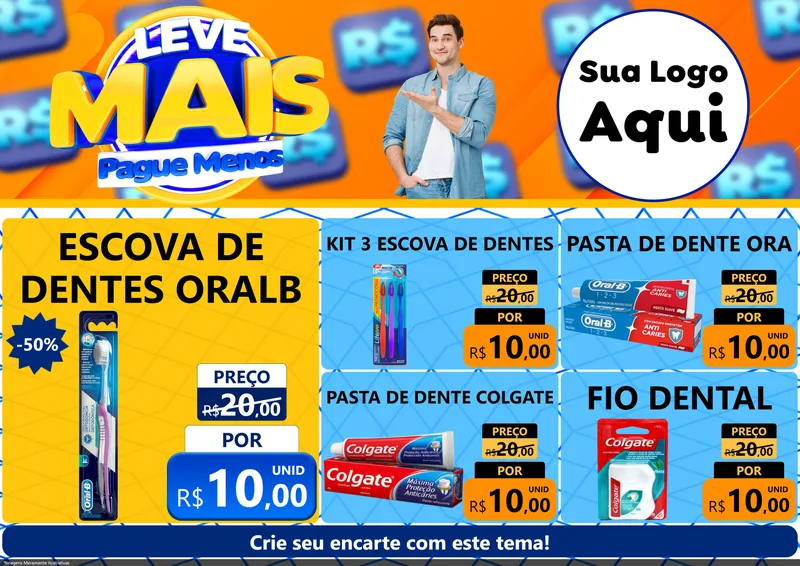Modelo de Encarte para Encarte A4 Horizontal com o tema Leve Mais, Pague Menos para Higiene Pessoal