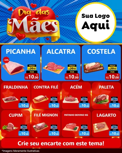 Modelo de Rede Social para Feed Instagram com o tema Dia das Mães para Açougue