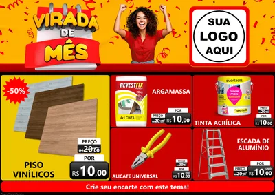 Modelo de Encarte para Encarte A4 Horizontal com o tema Virada de Mês para Material para Construção