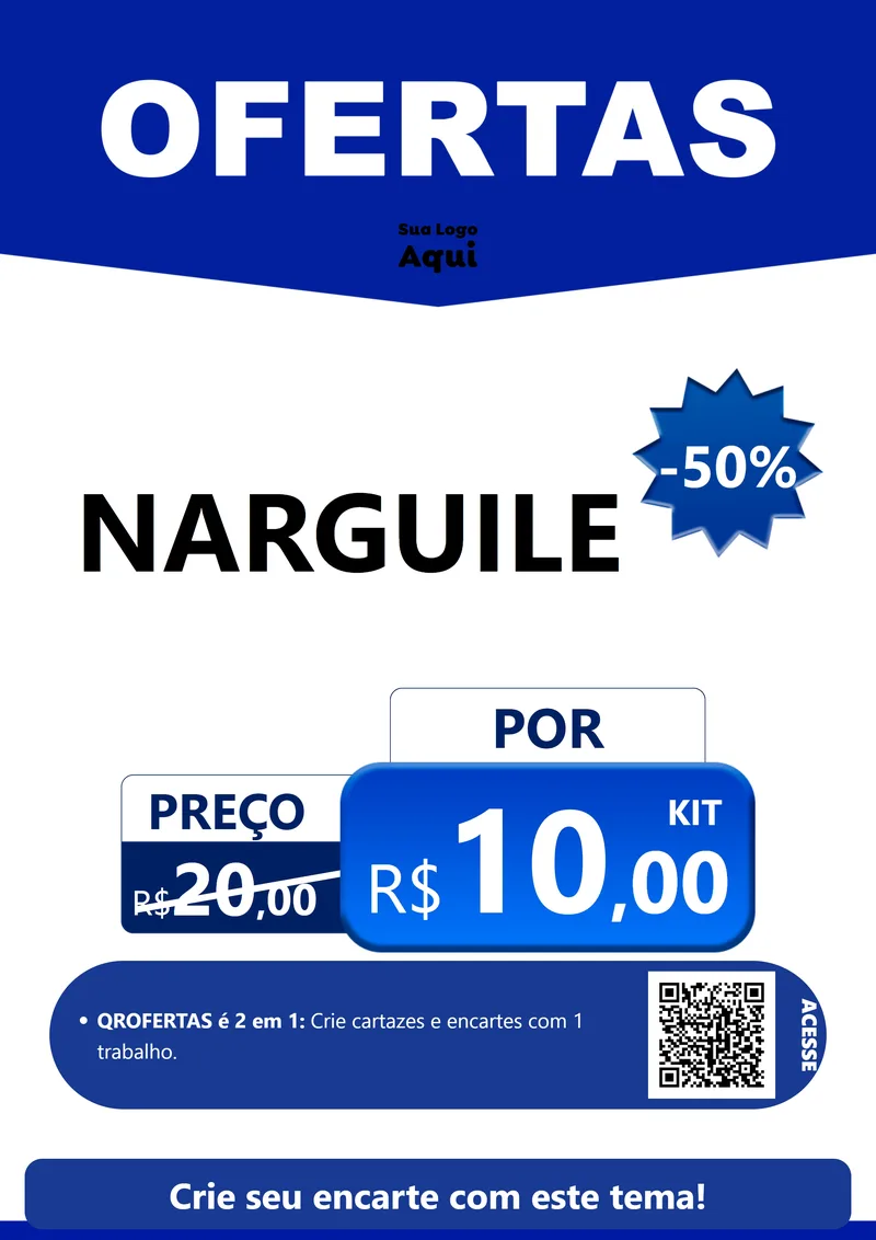 Modelo de Cartaz para Cartaz A4 Vertical com o tema Ofertas Azul Cartaz para Tabacaria