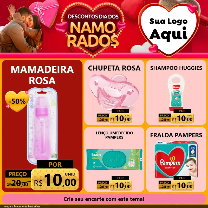 Modelo de Rede Social para Feed Facebook com o tema Descontos Dia dos Namorados para Bebês
