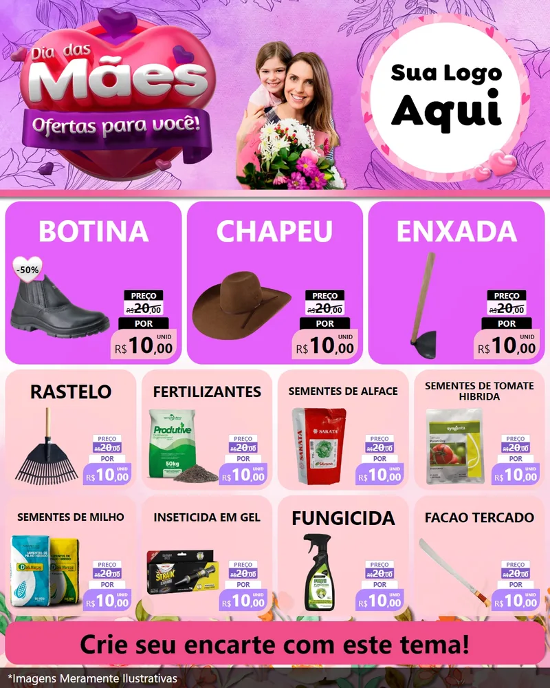 Modelo de Rede Social para Feed Instagram com o tema Dia das Mães Ofertas para Você! para Agropecuária