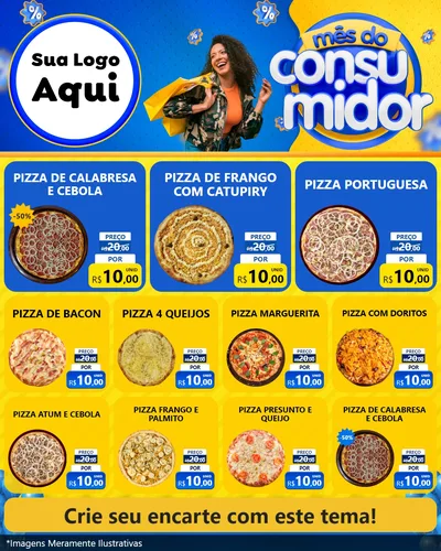 Modelo de Rede Social para Feed Instagram com o tema Mês do Consumidor para Pizzaria