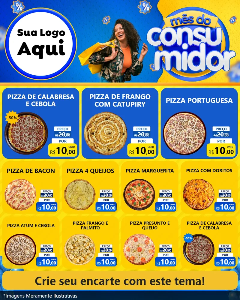 Modelo de Rede Social para Feed Instagram com o tema Mês do Consumidor para Pizzaria