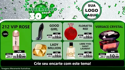 Modelo de TV para TV Horizontal com o tema Promoção de Aniversário - 30 Anos para Perfumes