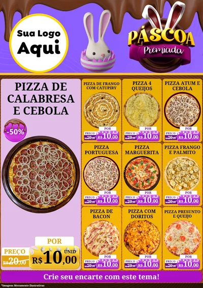 Modelo de Encarte para Encarte A4 Vertical com o tema Páscoa Premiada para Pizzaria