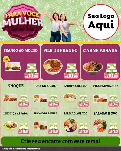 Modelo de Rede Social para Feed Instagram com o tema Para Você Mulher para Restaurante