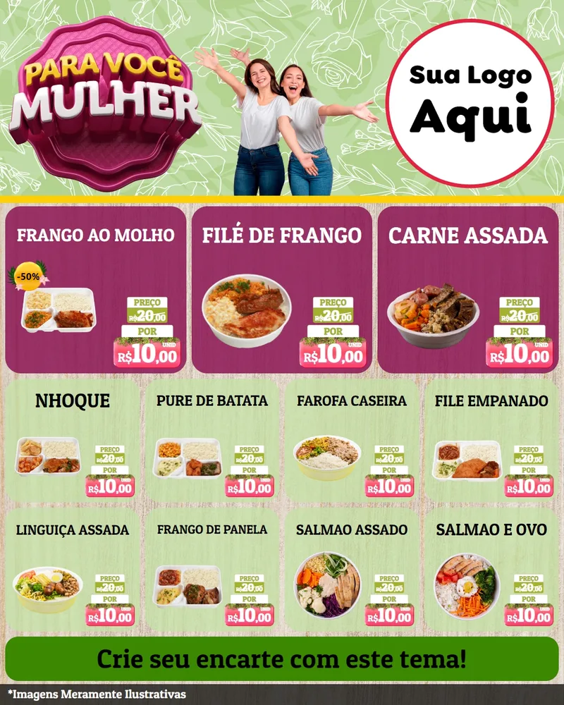 Modelo de Rede Social para Feed Instagram com o tema Para Você Mulher para Restaurante