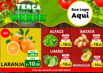 Modelo de Encarte para Encarte A4 Horizontal com o tema Terça Verde para Hortifrúti