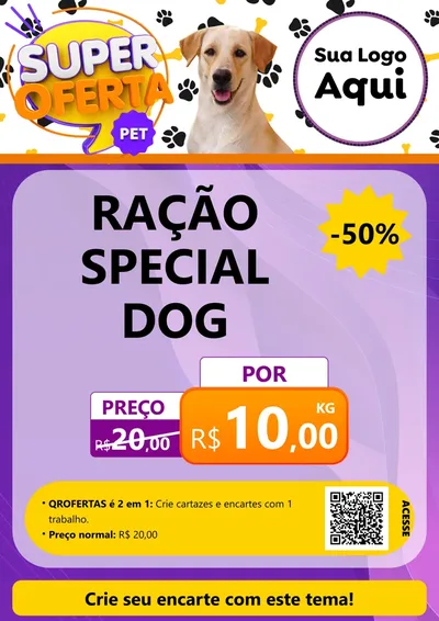 Modelo de Cartaz para Cartaz A4 Vertical com o tema Super Oferta Pet para Pet Shop
