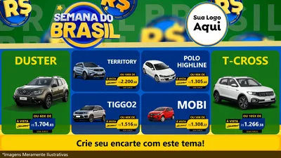 Modelo de TV para TV Horizontal com o tema Semana Do Brasil para Concessionaria de Carros