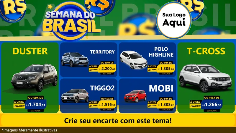Modelo de TV para TV Horizontal com o tema Semana Do Brasil para Concessionaria de Carros