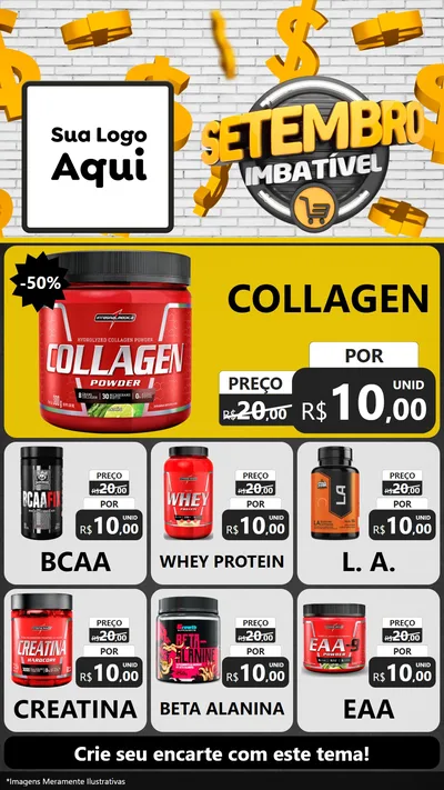 Modelo de Rede Social para Stories com o tema Setembro Imbatível para Suplementos alimentares
