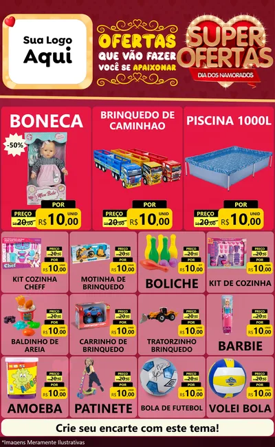 Modelo de Encarte para Encarte Grande com o tema Dia dos Namorados para Brinquedos