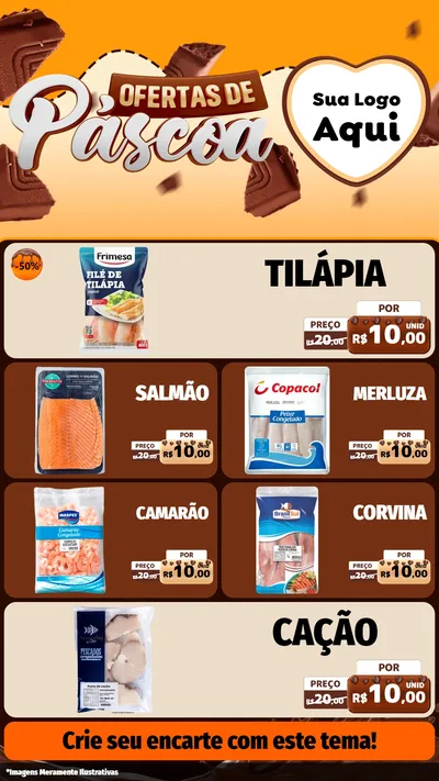 Modelo de TV para TV Vertical com o tema Ofertas de Páscoa para Peixaria