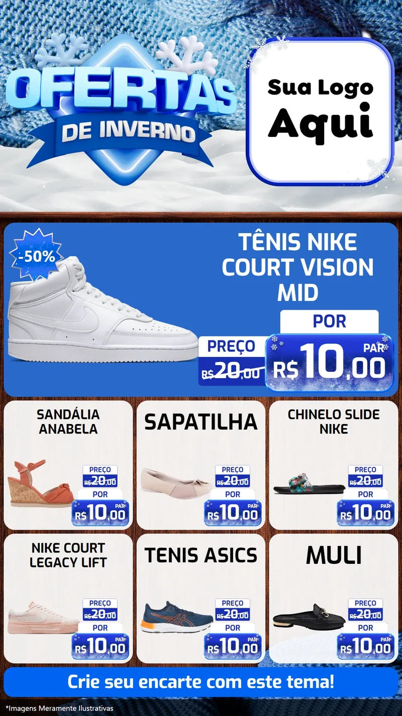 Modelo de Rede Social para Stories com o tema Ofertas de Inverno para Calçados