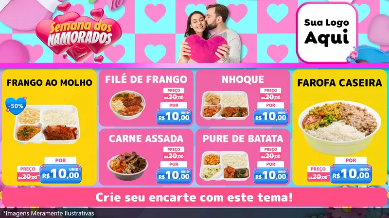 Modelo de TV para TV Horizontal com o tema Semana dos Namorados para Restaurante
