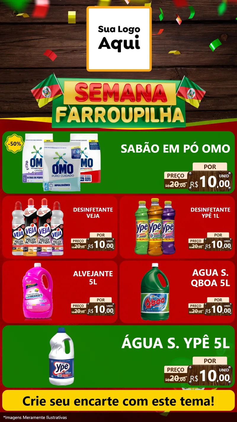 Modelo de TV para TV Vertical com o tema Semana Farroupilha para Produtos de Limpeza