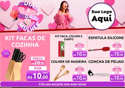 Modelo de Encarte para Encarte A4 Horizontal com o tema Dia da Mulher para Utilidades Domésticas