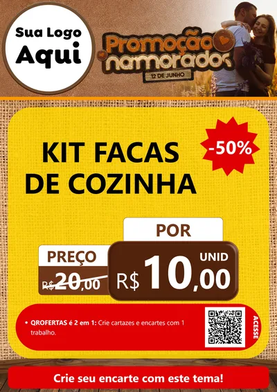 Modelo de Cartaz para Cartaz A4 Vertical com o tema Promoção Namorados para Utilidades Domésticas