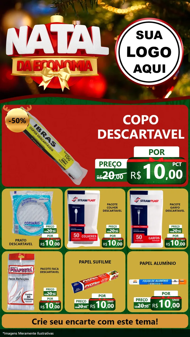 Modelo de Rede Social para Stories com o tema Natal da Economia para Embalagens