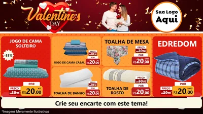 Modelo de TV para TV Horizontal com o tema Valentine's Day para Cama, Mesa e Banho