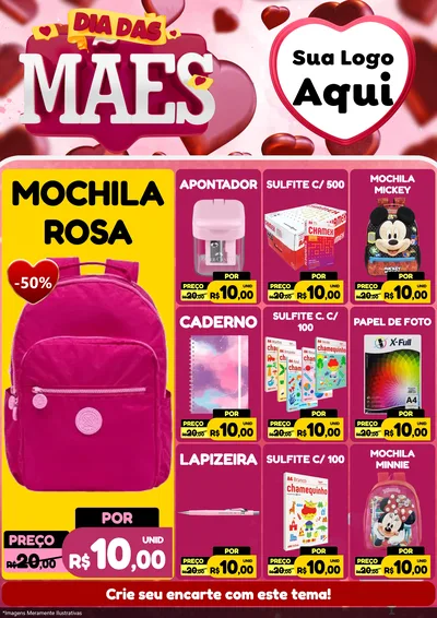 Modelo de Encarte para Encarte A4 Vertical com o tema Dia Das Mães para Papelaria
