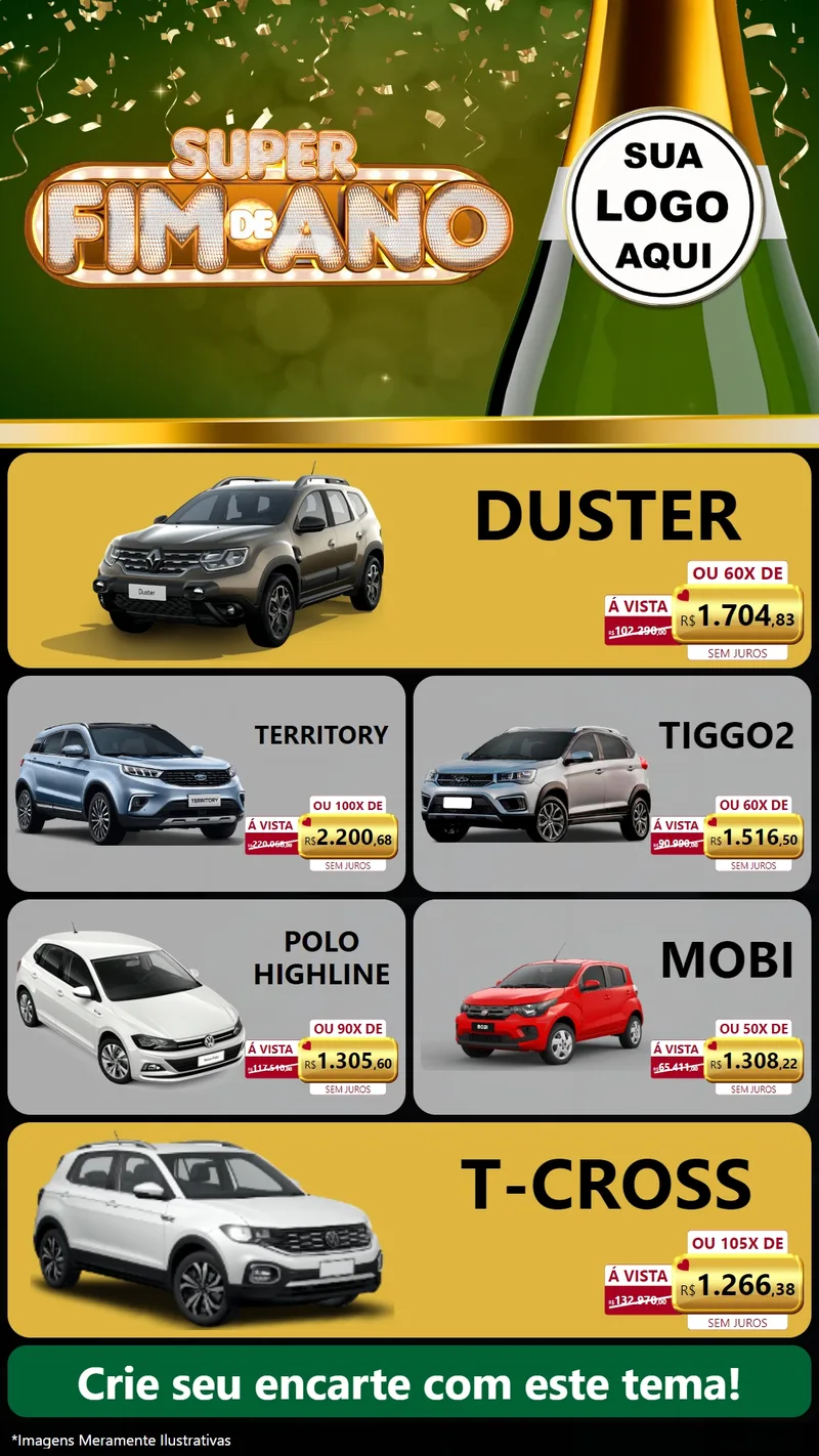 Modelo de TV para TV Vertical com o tema Super Fim de Ano para Concessionaria de Carros