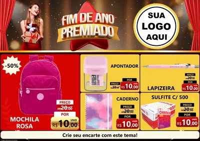 Modelo de Encarte para Encarte A4 Horizontal com o tema Fim de Ano Premiado para Papelaria