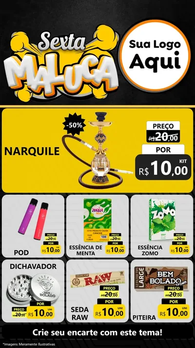 Modelo de Rede Social para Stories com o tema Sexta Maluca para Tabacaria
