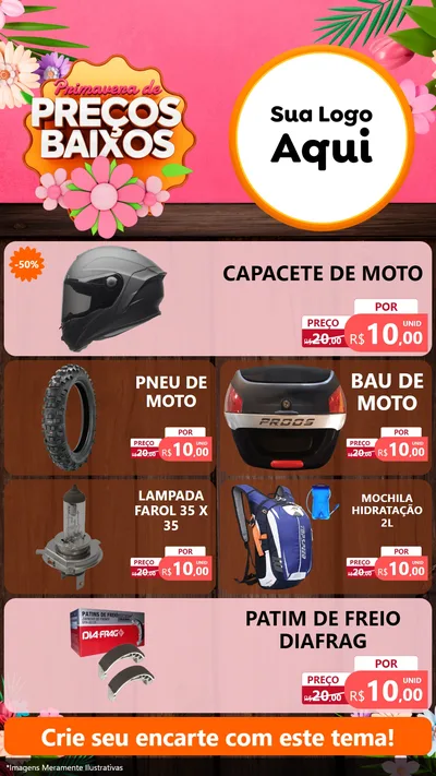 Modelo de TV para TV Vertical com o tema Primavera de Preços Baixos para Moto peças