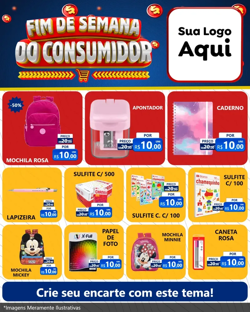 Modelo de Rede Social para Feed Instagram com o tema Fim de Semana do Consumidor para Papelaria