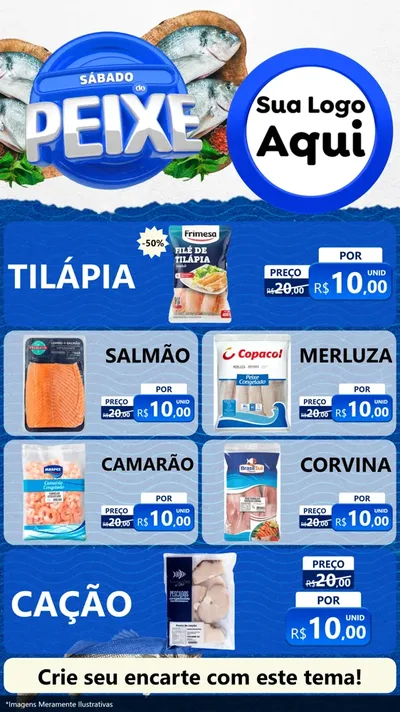 Modelo de TV para TV Vertical com o tema Sábado do Peixe para Peixaria