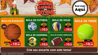 Modelo de TV para TV Horizontal com o tema Mega Saldão de Outono para Artigos Esportivos