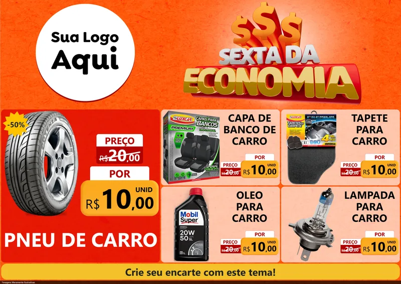 Modelo de Encarte para Encarte A4 Horizontal com o tema Sexta da Economia para Auto peças
