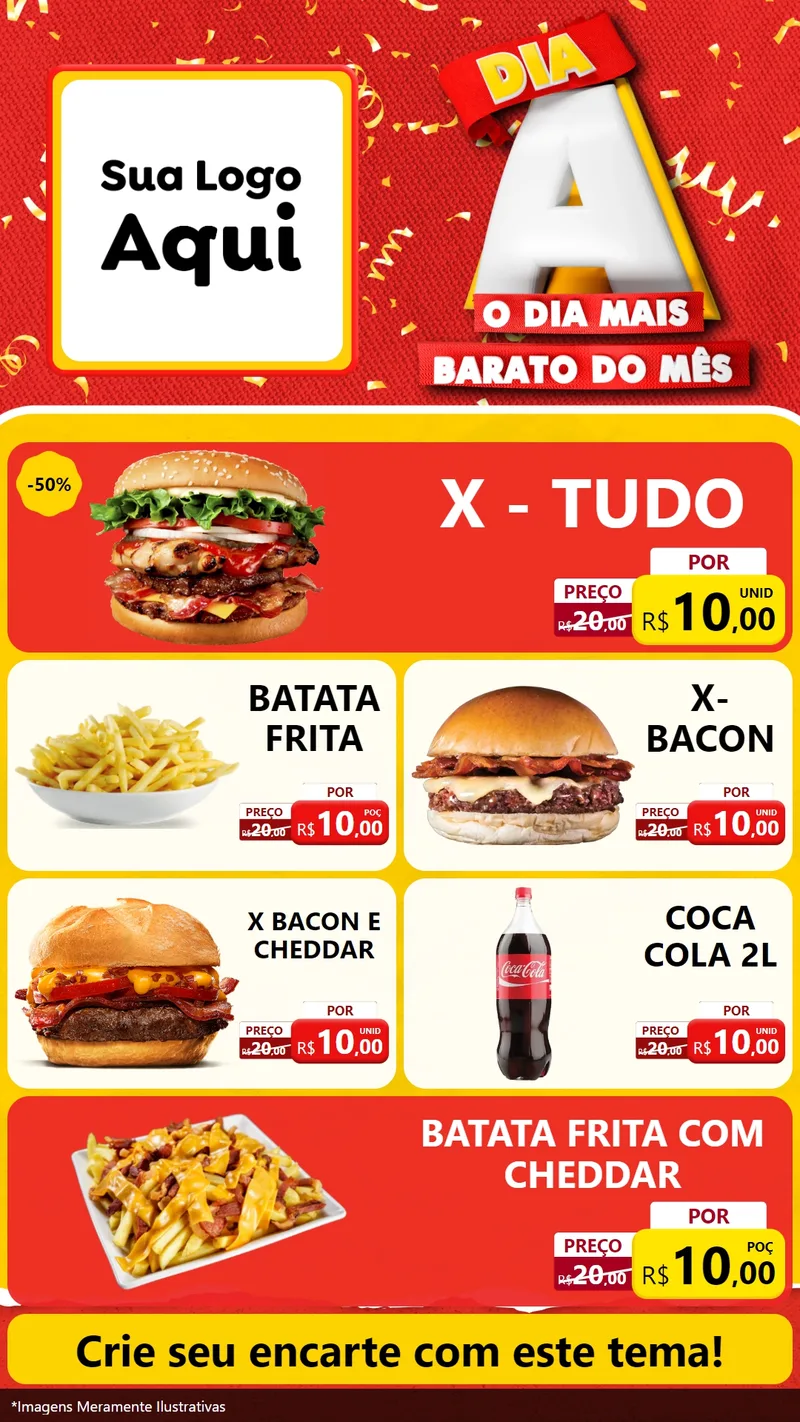 Modelo de TV para TV Vertical com o tema Dia A o Dia Mais Barato do Mês para Hamburgueria